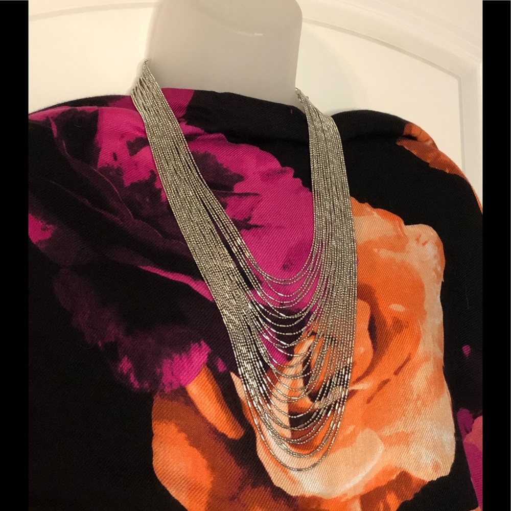 NWT Multi-Row Italian Waterfall Necklace in Silvertone.
